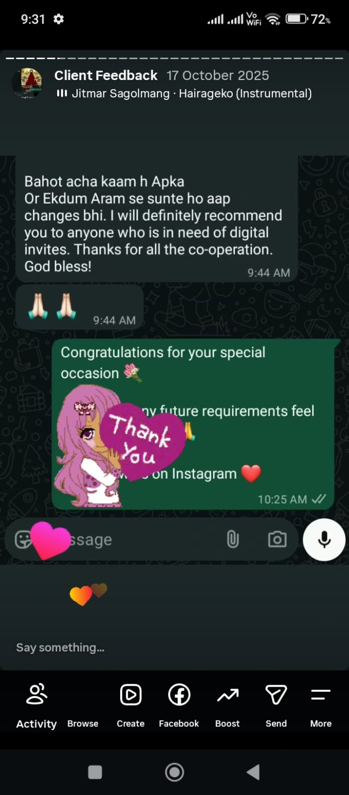 Real sarikainvite client feedback 3